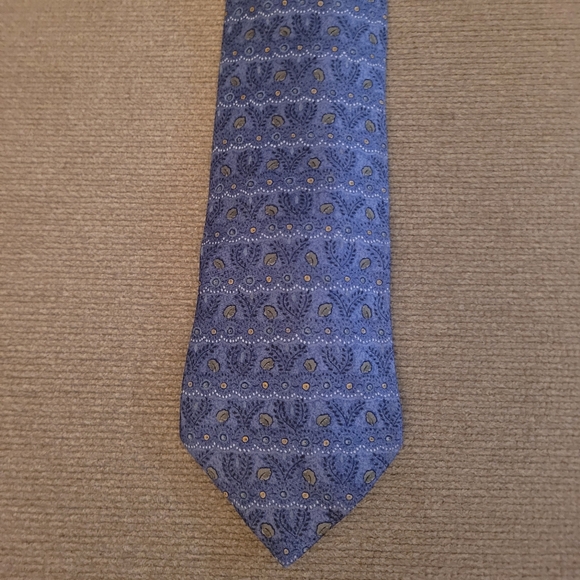 Hermès Paris 100% Silk Tie – Blue Geometric Paisley Pattern, Made in France - Picture 3 of 3